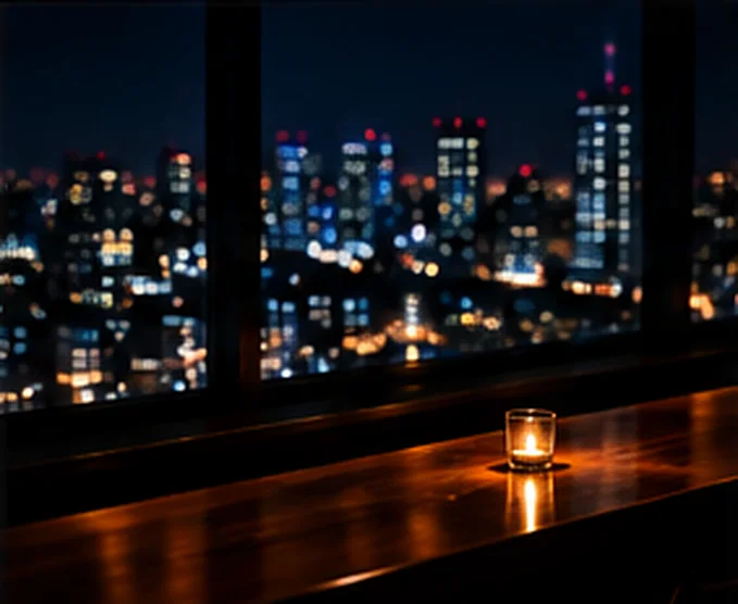 窓の外に広がる夜景